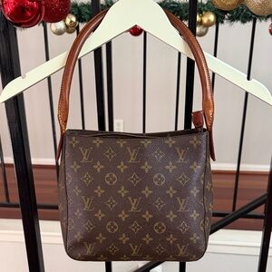 Louis Vuitton Monogram Canvas Shoulder Bag in Brown and Tan